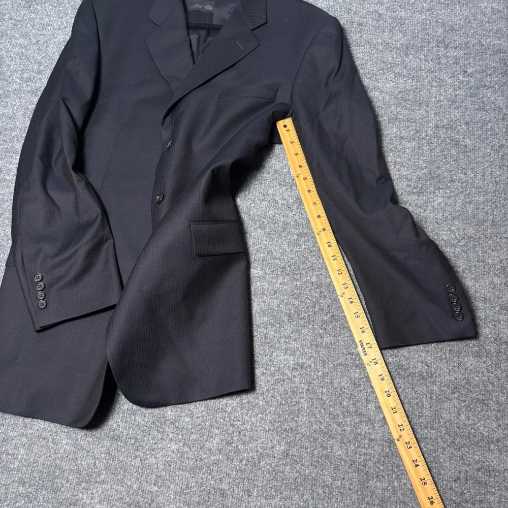 Gieves &‎ Hawkes men's two piece  100% Worsted Wool Mens Black pinstripe Suit